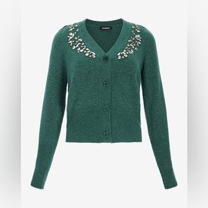 Embellished Faux Button Up Cardigan